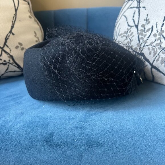 Miss Bierner and Michael Howard Hat - Vintage Black Hat with Netting main image 4